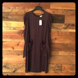 H&M Modern Long sleeve Brown Dress with Pockets